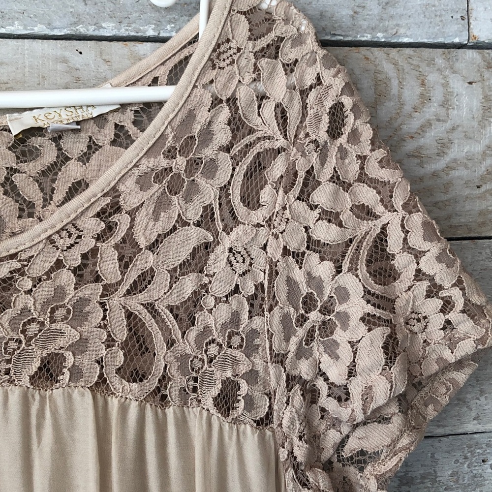 Keysha Silk Ruffle Maxi Dress Lace top - Picture 9 of 13